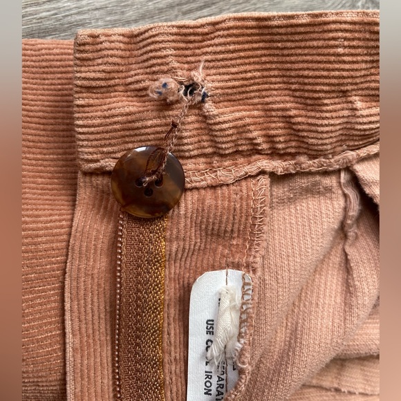 Vintage 70s 80s XS S 24 25 Tan Corduroy Wide Leg Belted Bell Bottoms Pleated - Picture 14 of 16